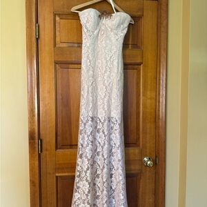 Strapless Lace Mermaid Gown in Light Blush